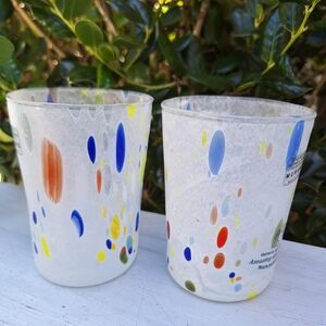 Murano Glass Set of 2 Tumblers Handmade in Italy Drinking Glasses Cup Millefiori